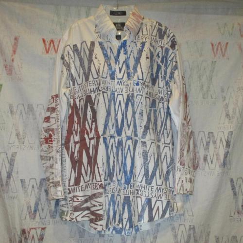 Red and Blue on White Collar Shirt "The Patriot." White Mystery Art Show. 2011