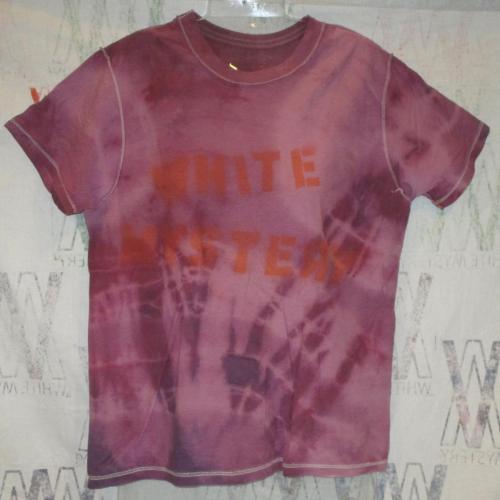 Orange on purple. First ever White Mystery shirt printed. Pre-logo with spray paint. 2008