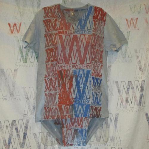 Red and Blue Rainbow Roll on Mauve "Single Stripe" V-Neck. 2011