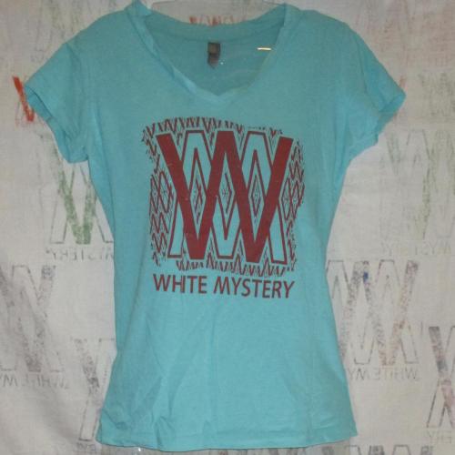 Red on Turquoise "Florida" V-Neck. Date Unknown.